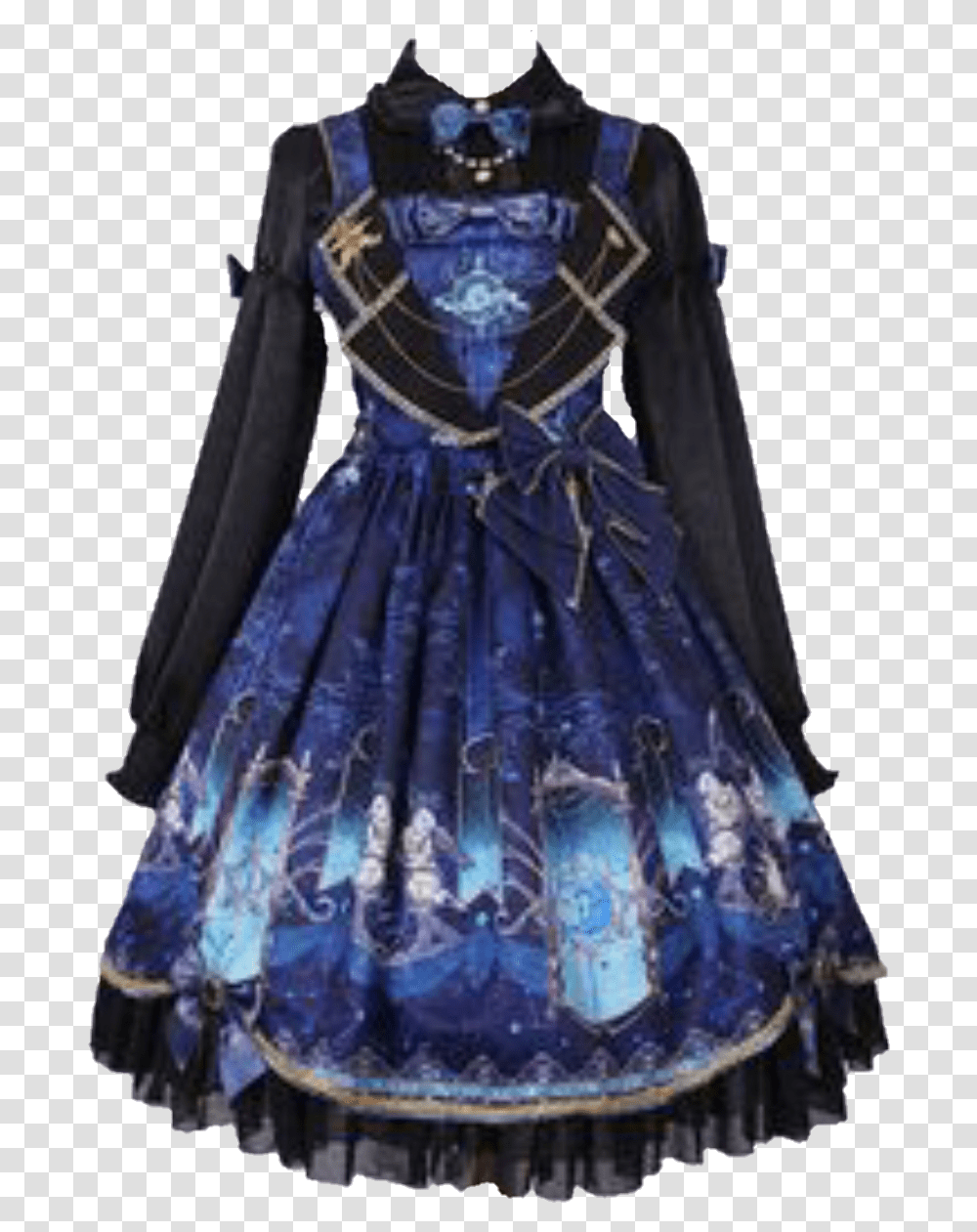 Lolita Dress Cute Moodboard Black Blue Galaxy Galaxy Lolita Dress, Sleeve, Long Sleeve, Person Transparent Png
