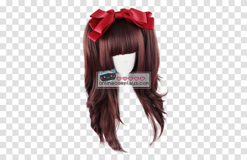 Lolita Red Brown Mixed Double Pony Tail Straight Wig, Hair, Person, Human Transparent Png