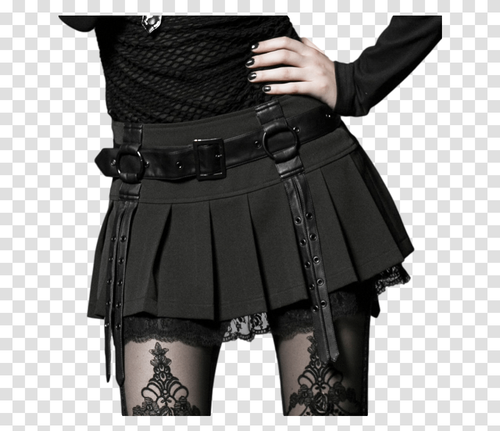 Lolita Womens Mini Skirt Black Green Short Gothic Black Skirt, Skin, Person, Belt Transparent Png