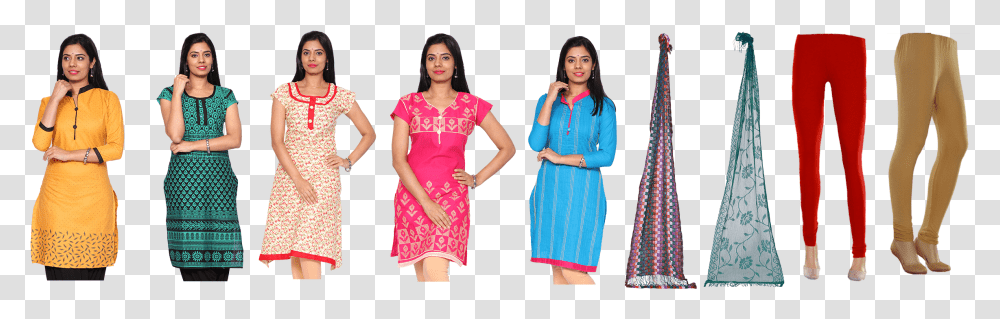 Lollipop 5 Readymade Cotton Kurtis With Assorted 2 Readymade Dress, Apparel, Female, Person Transparent Png