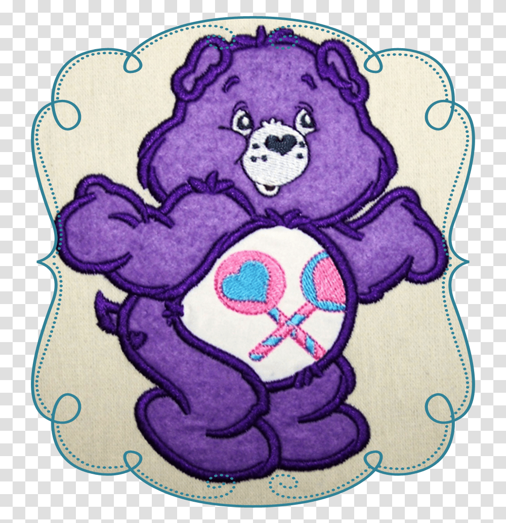 Lollipop Cuddle Bear Cartoon, Applique, Rug, Pattern, Embroidery Transparent Png