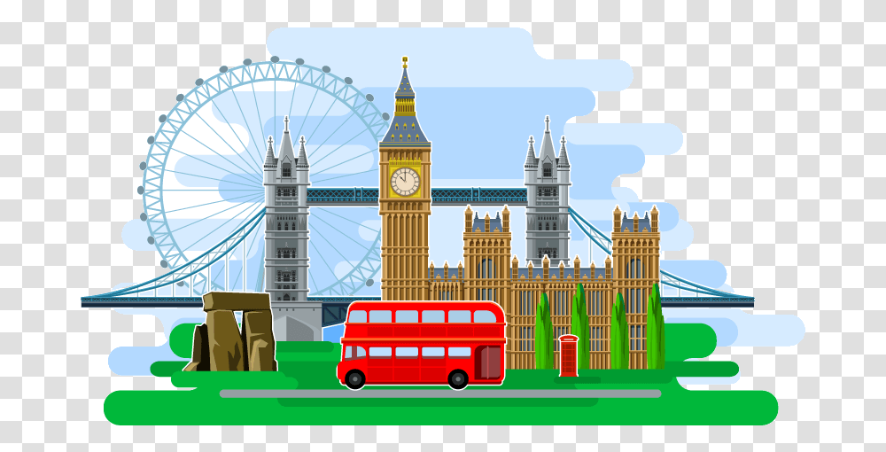 London Directory Main Bus Booth Westminster Bridge Illustration, Tower, Architecture, Building, Clock Tower Transparent Png