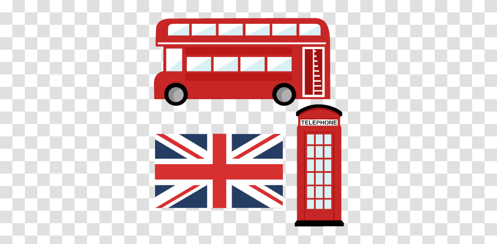 London Set Scrapbook Cute Clipart, Phone Booth, Fire Truck, Vehicle, Transportation Transparent Png