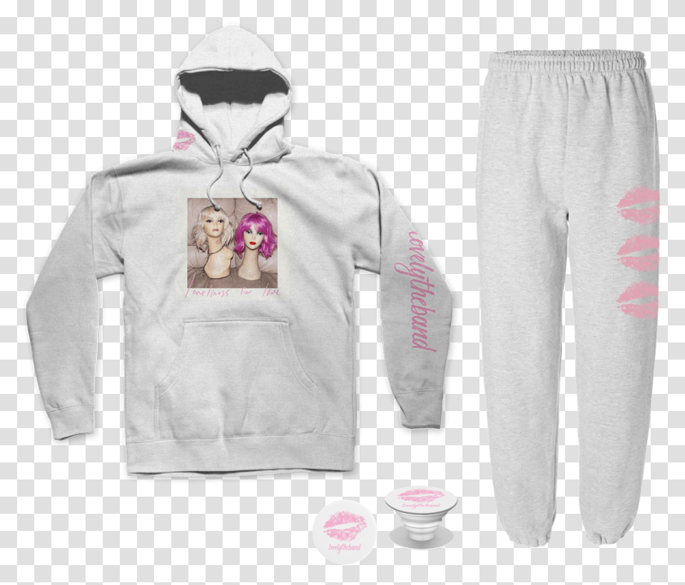 Loneliness For Love White Hoodie & Sweatpants Shop The Long Sleeve, Clothing, Apparel, Sweatshirt, Sweater Transparent Png