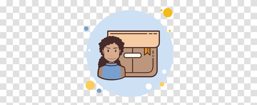 Long Curly Hair Girl Product Box Icon Happy, Carton, Cardboard, Text, Treasure Transparent Png