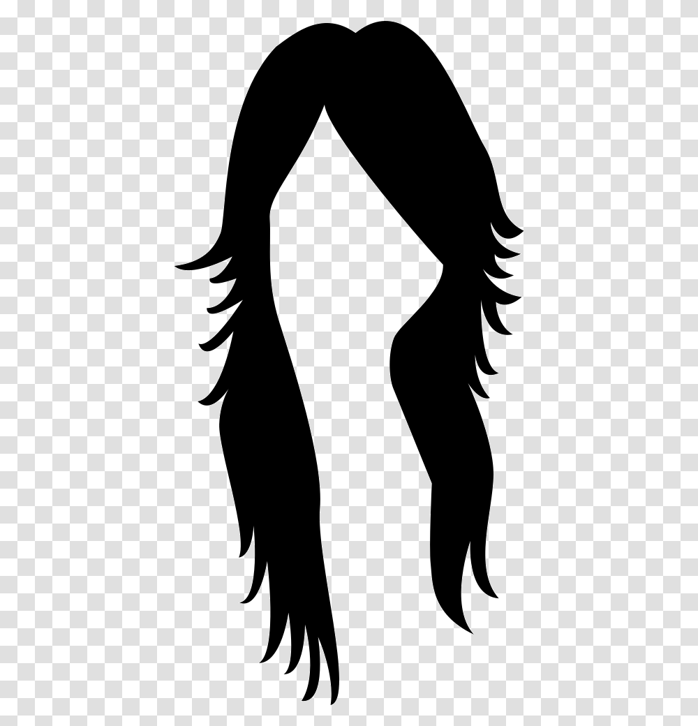 Long Dark Female Hair Shape Long Hair Cartoon, Silhouette, Stencil, Person, Human Transparent Png