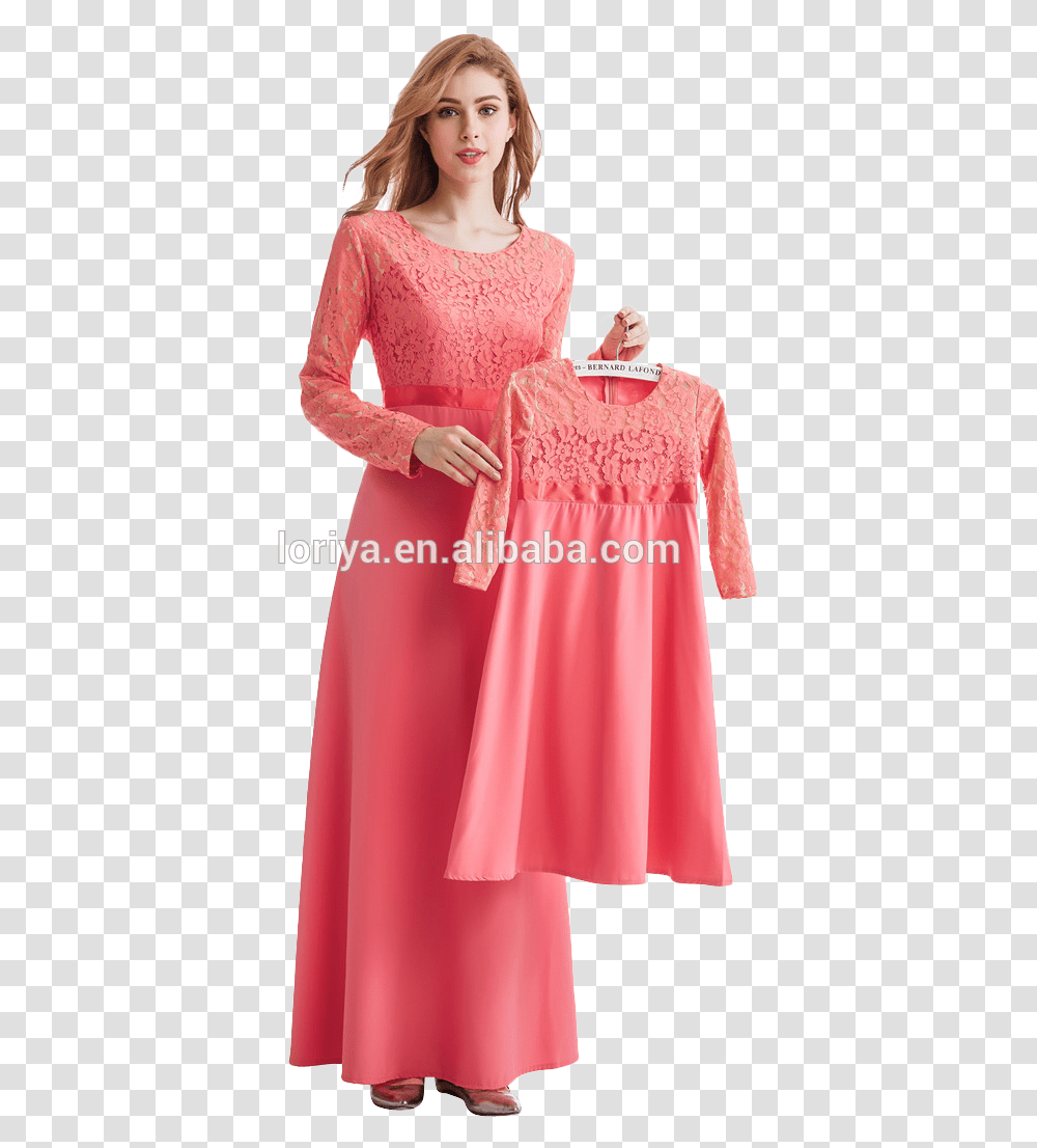 Long Dress Lace Muslimah Download Abaya Kids, Apparel, Person, Human Transparent Png