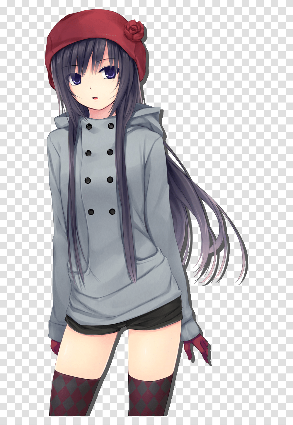 Long Hair Cute Anime Girl, Sleeve, Long Sleeve, Person Transparent Png