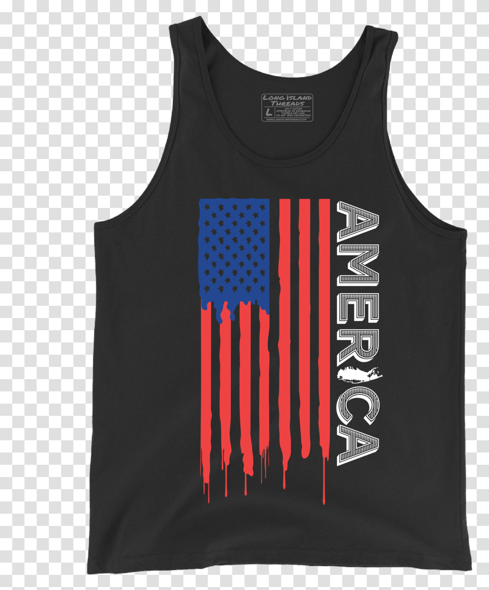 Long Island X America Dripping Paint Tank Top Black Active Tank, Clothing, Apparel, Vest Transparent Png