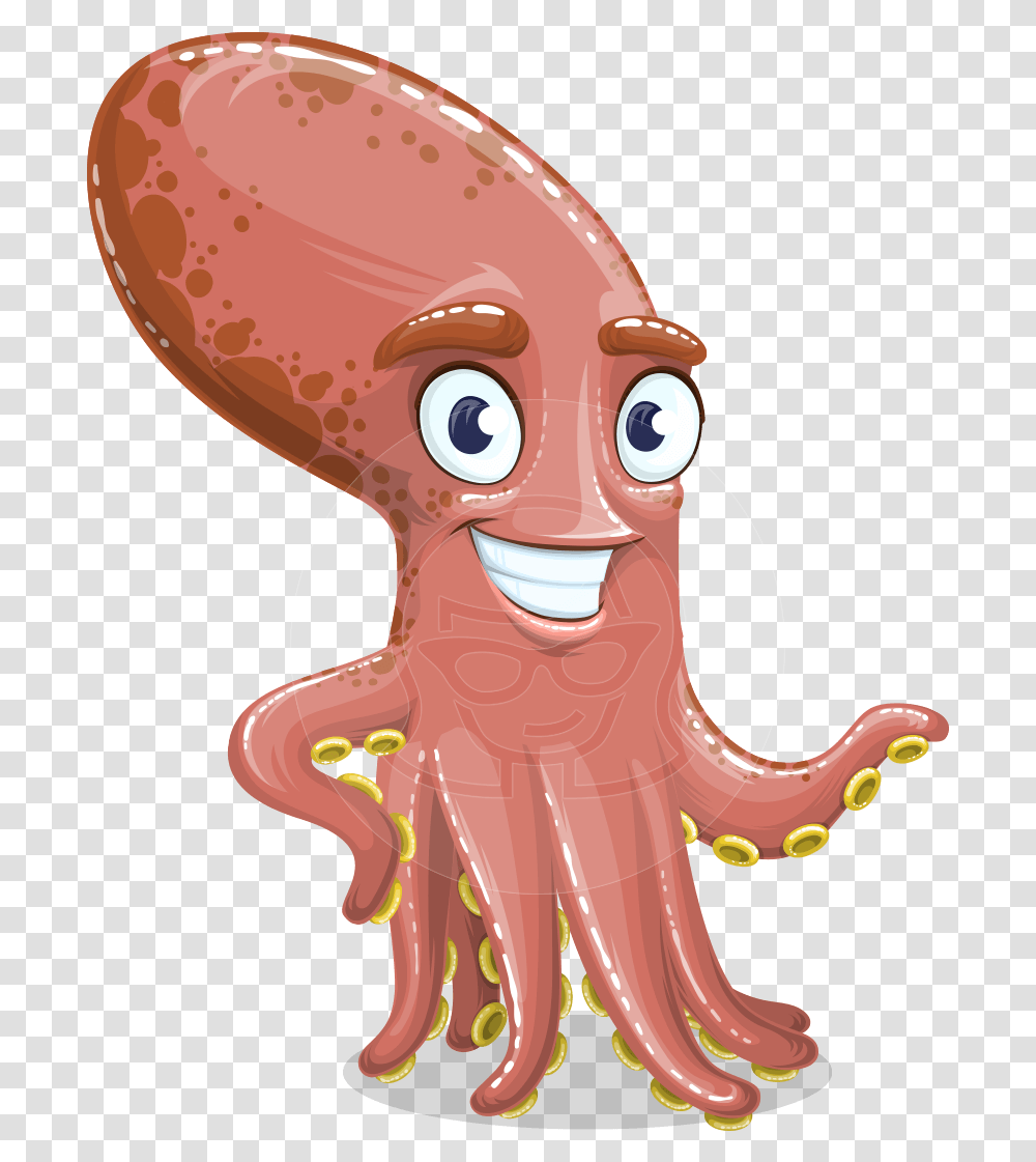 Long Octopus Cartoon, Invertebrate, Sea Life, Animal, Toy Transparent Png