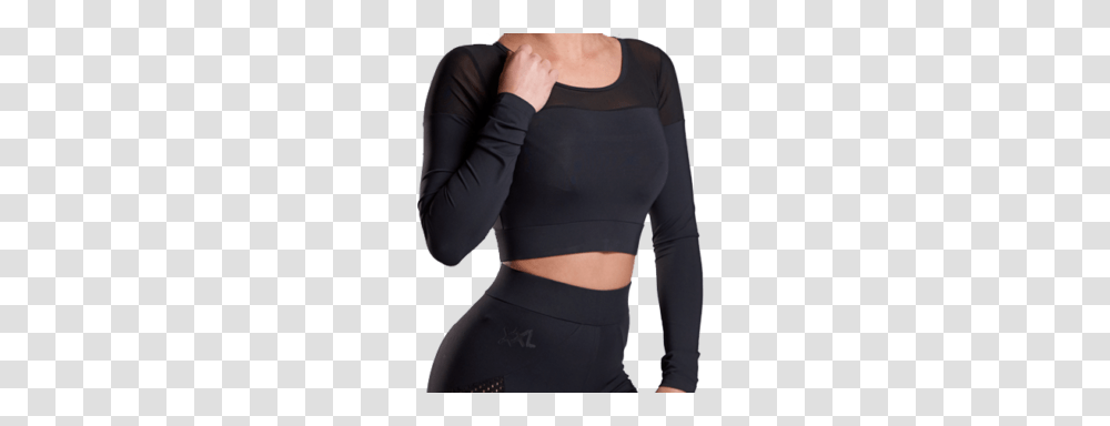 Long Sleeve Crop Top Xxl Apparel, Person, Female, Woman Transparent Png