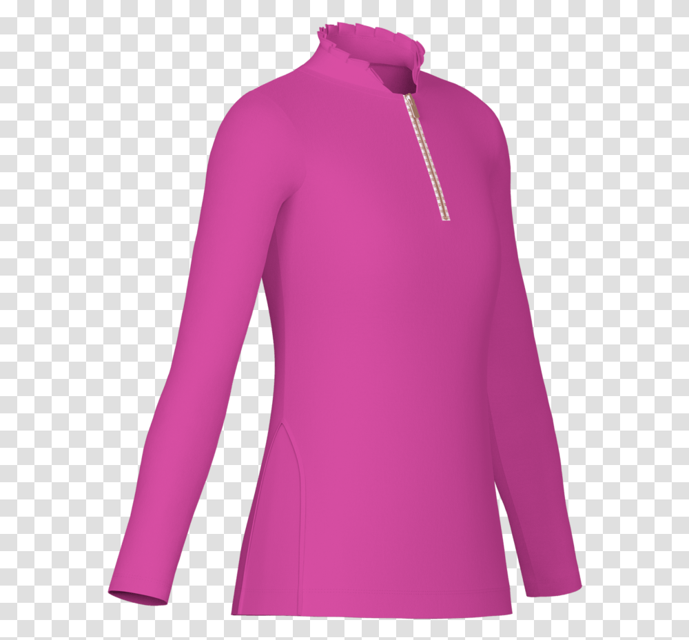 Long Sleeve Ruffle Collar Golf Shirt Active Shirt, Apparel, Spandex, Person Transparent Png