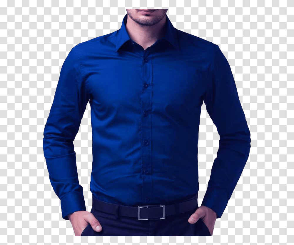 Long Sleeve Shirt Royal Blue Formal Shirt, Apparel, Dress Shirt, Person Transparent Png