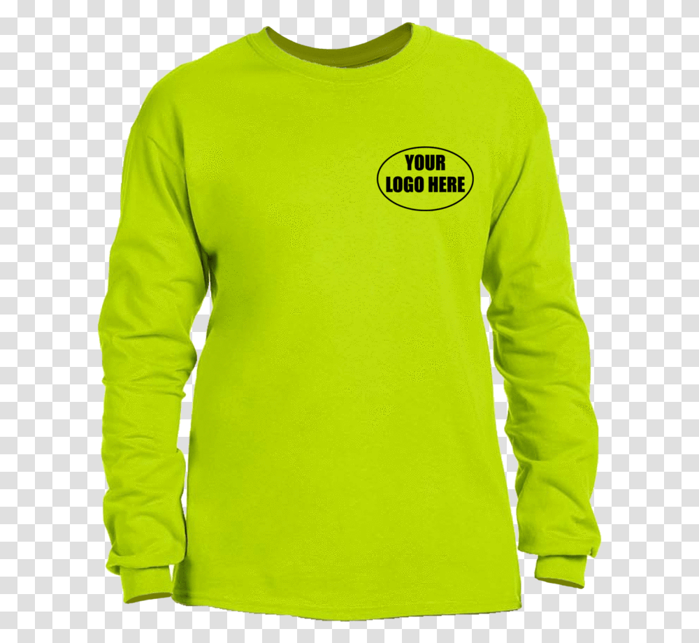 Long Sleeve Shirt With Custom Logo Construction Green T Shirt, Clothing, Apparel, Sweatshirt, Sweater Transparent Png