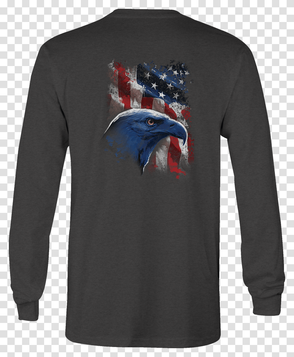 Long Sleeve Tshirt American Flag Eagle Vintage Usa T Shirt, Apparel, Bird, Animal Transparent Png