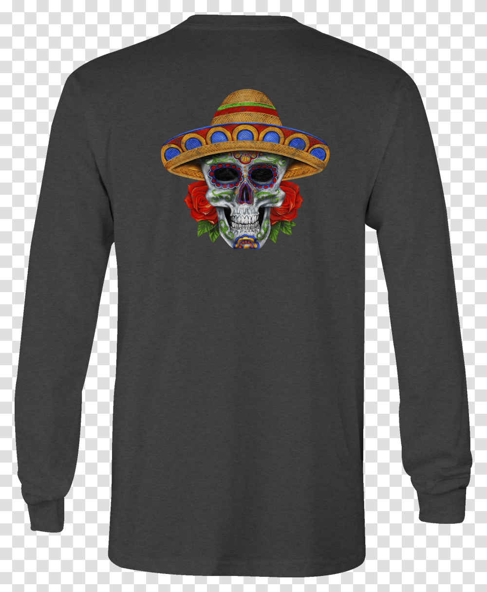 Long Sleeve Tshirt Mexican Sugar Skull With Roses And House Stark Iron Man, Apparel, Hoodie, Sweatshirt Transparent Png