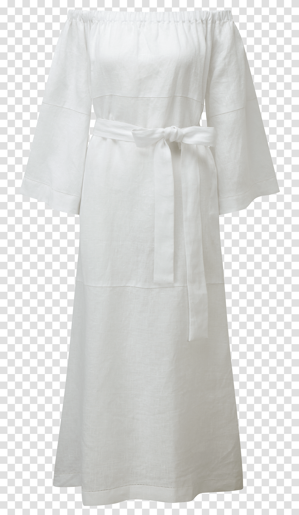 Long White Linen Dresses With Sleeves, Apparel, Robe, Fashion Transparent Png