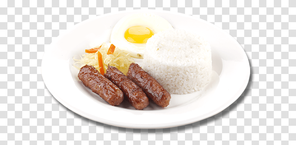 Longganisa Rice And Sunny Side Up Egg Steamed Rice, Food, Breakfast, Meal, Hot Dog Transparent Png