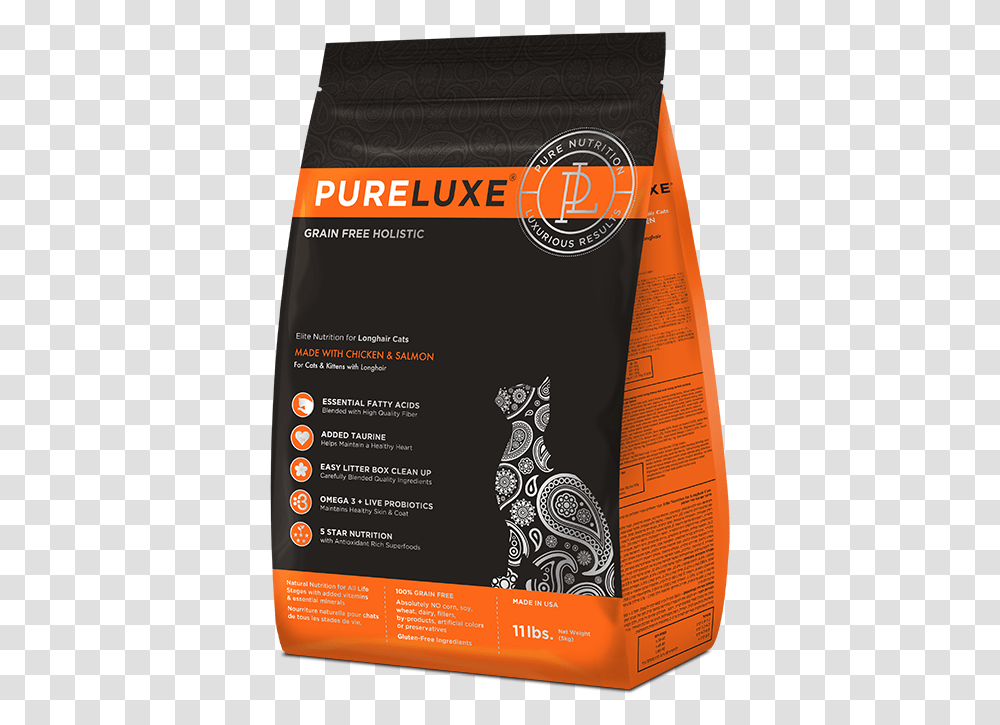 Longhair Cat Pureluxe Pet Food Natural Healthy Food For Pureluxe Cat Food, Text, Poster, Advertisement, Flyer Transparent Png