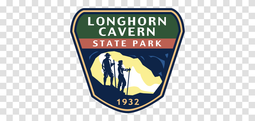 Longhorn Cavern State Park Texas State Park Logo, Person, Symbol, Sign, Text Transparent Png