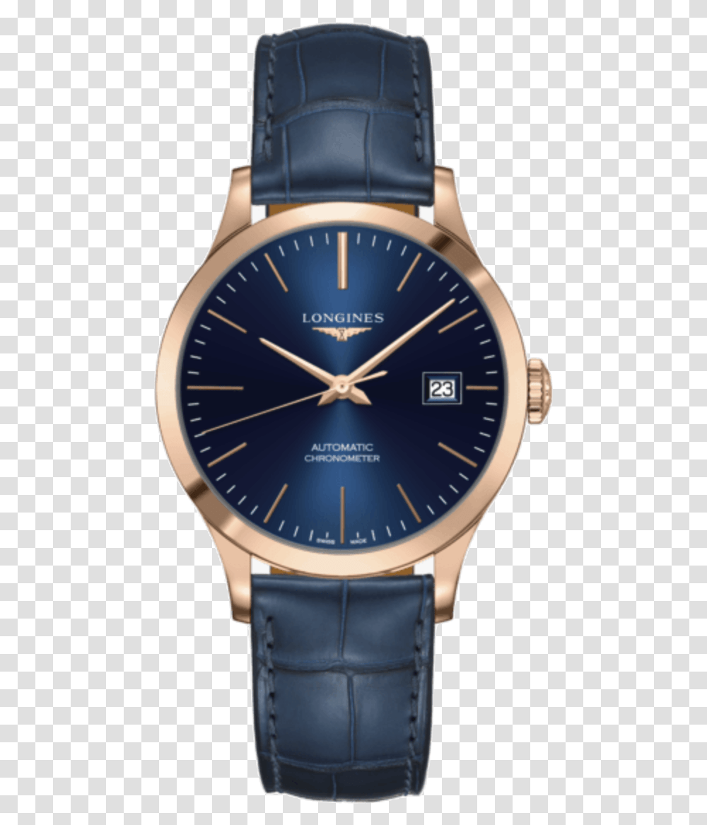 Longines Record Watch Blue Dial Rose Gold Blue Strap Longines Record L2 821.4, Wristwatch Transparent Png