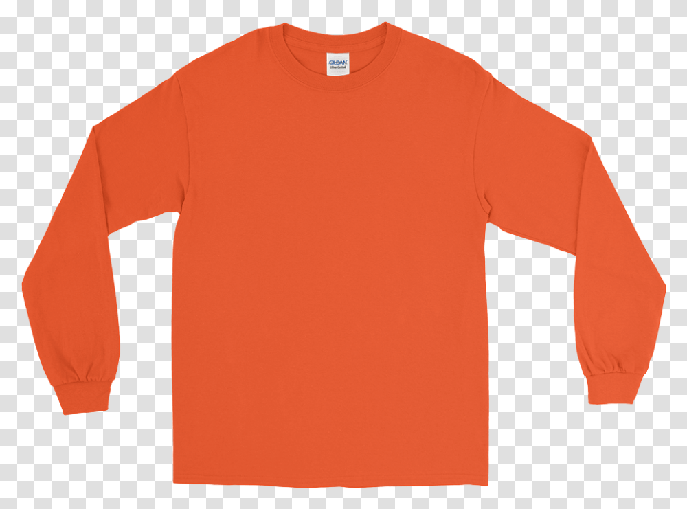 Longsleeveblank Mockup Flat Front Orange Blank Long Sleeve Orange Shirt, Apparel, T-Shirt Transparent Png