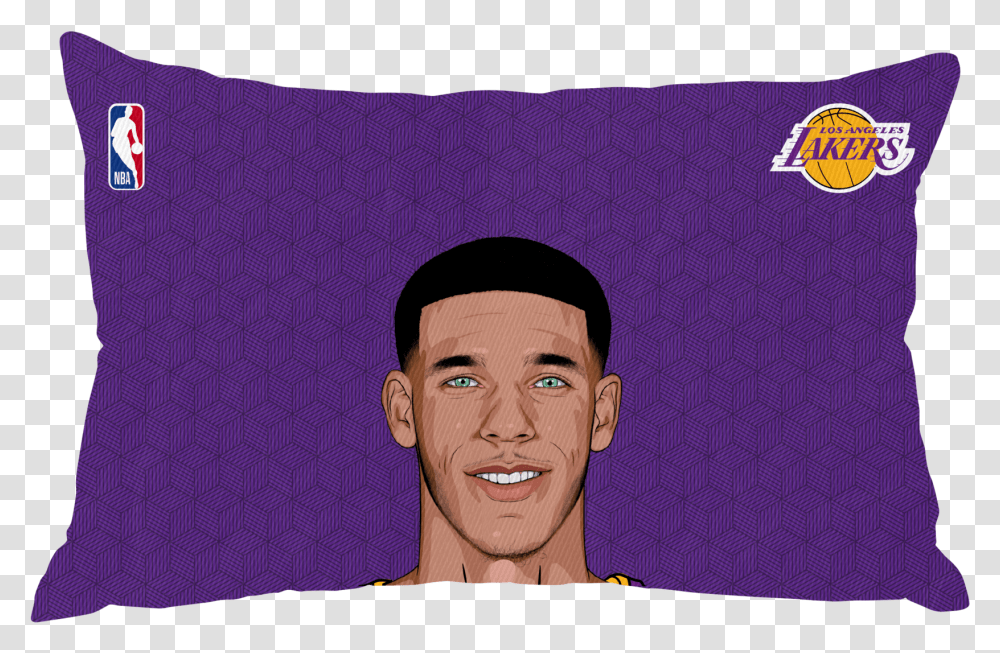 Lonzo Ball Pillow Case Face Logos And Uniforms Of The Los Angeles Lakers, Cushion, Person, Human, Head Transparent Png