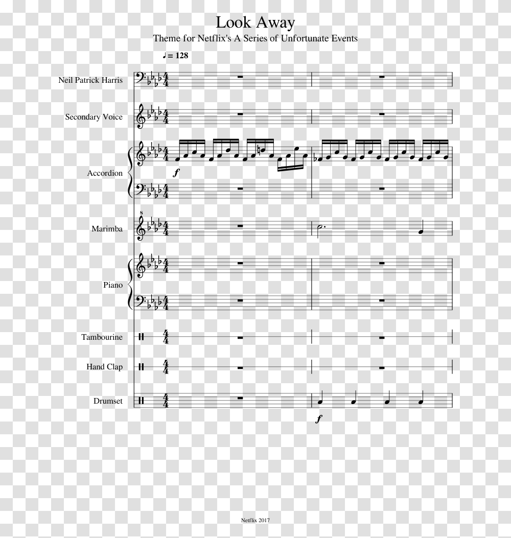 Look Away A Series Of Unfortunate Events Piano Sheet, Gray, World Of Warcraft Transparent Png