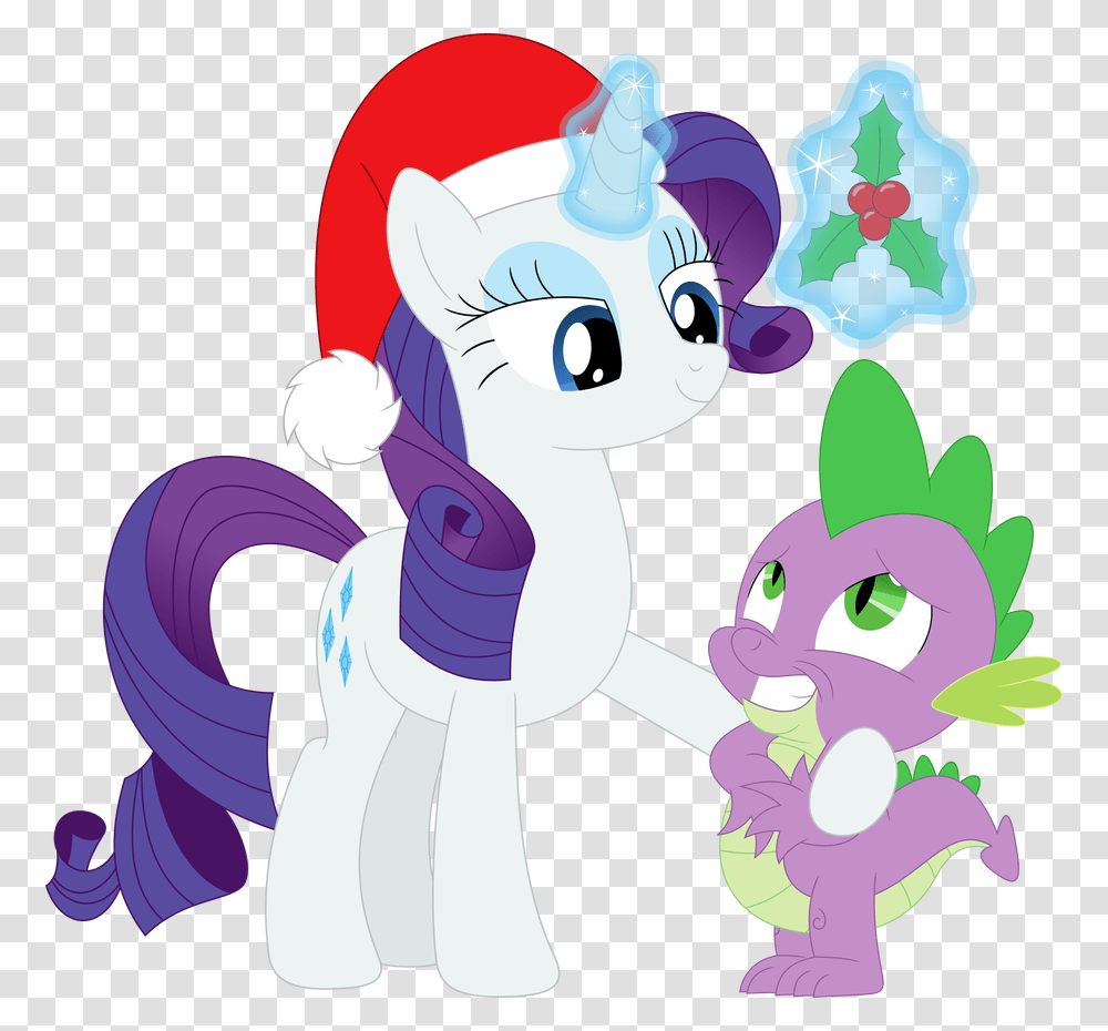 Look Who's Under The Mistletoe Spike By Porygon2z Mlp Fim Spike And Rarity Kiss, Toy, Floral Design Transparent Png