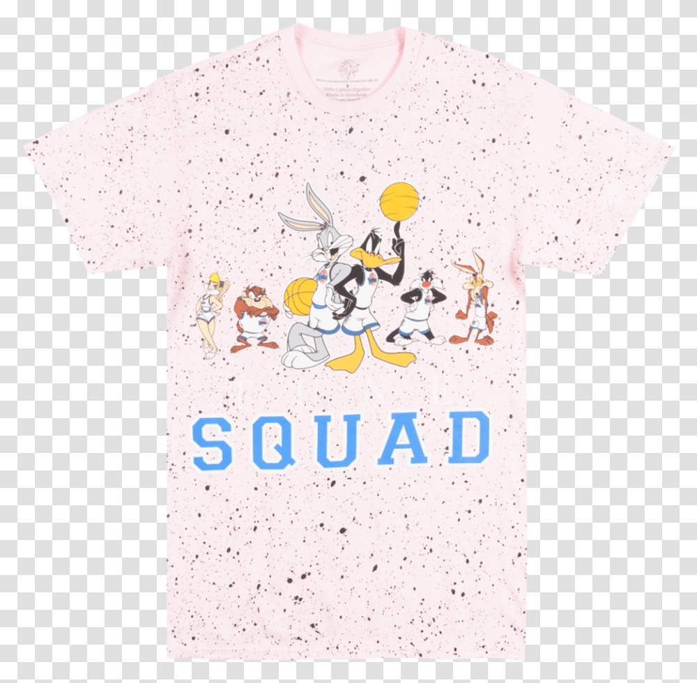 Looney Tunes Space Jam Tunes Squad T Shirt Pink Splatter, Apparel, T-Shirt, Herbal Transparent Png