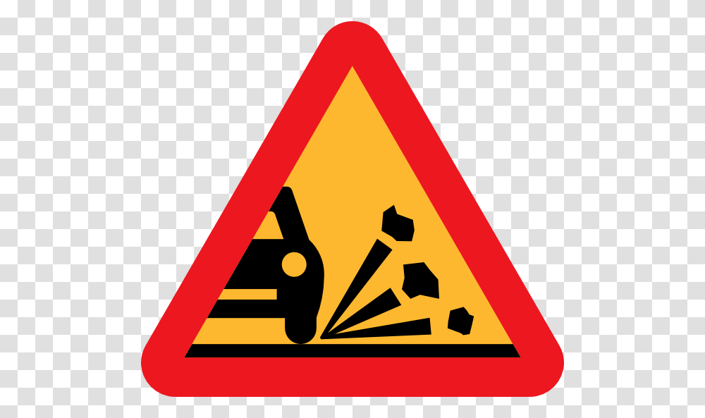Loose Stones On The Road Roadsign Clip Art, Road Sign, Triangle Transparent Png