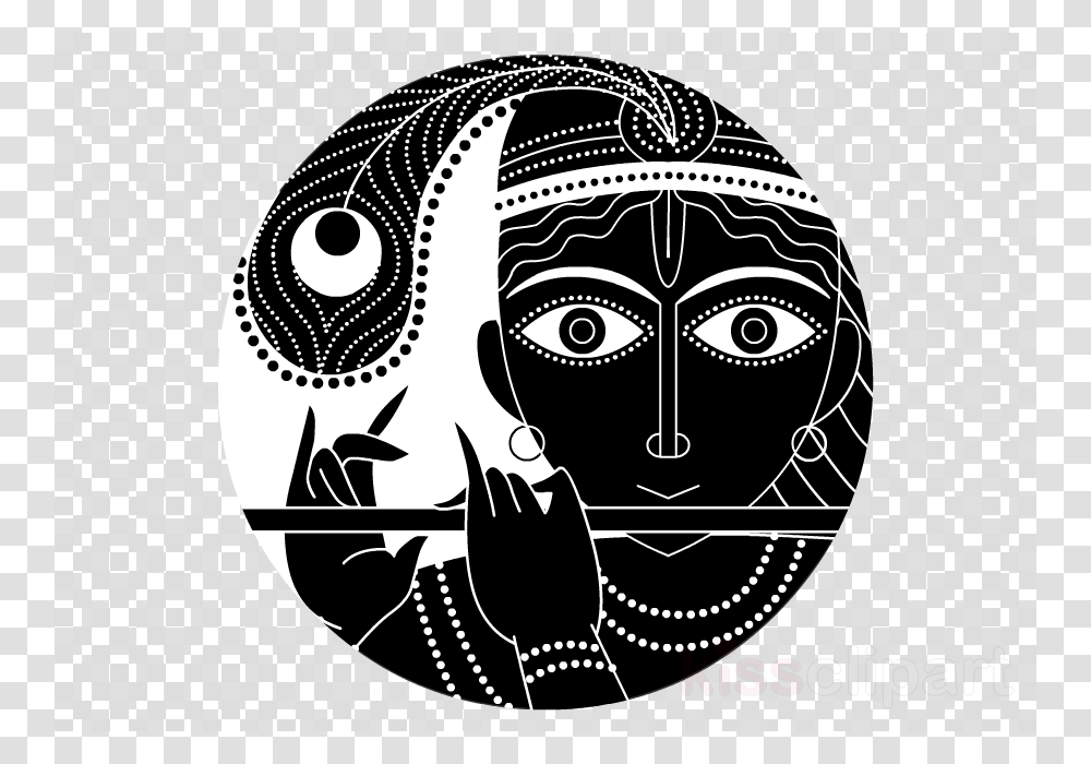 Lord Krishna Clipart Black And White, Face, Poster, Stencil Transparent Png