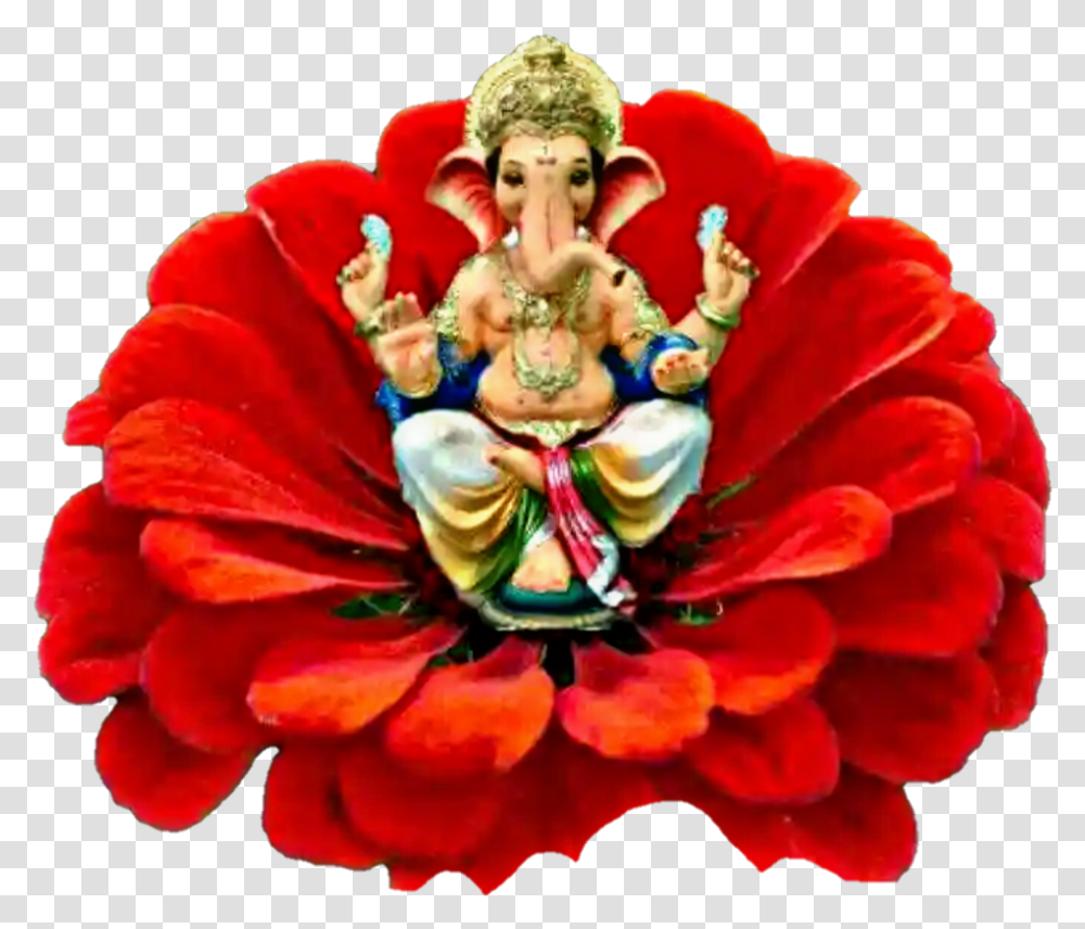 Lord Lordganesha Lordganesh Ganesha Red Redflower Lord Ganesha Images With Flowers, Petal, Plant, Blossom, Rose Transparent Png