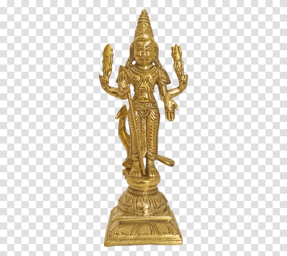 Lord Murugan Sculpture With Vel Amp Peacock In Brass, Gold, Emblem, Bronze Transparent Png