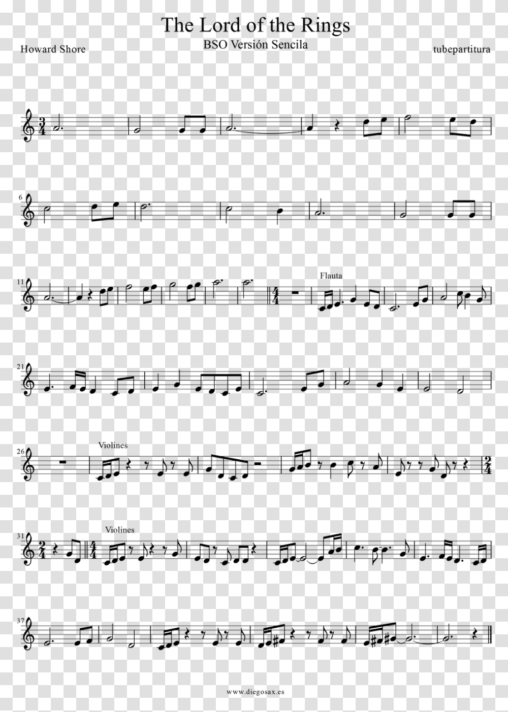 Lord Of The Rings Alto Sax Sheet Music, Gray, World Of Warcraft Transparent Png