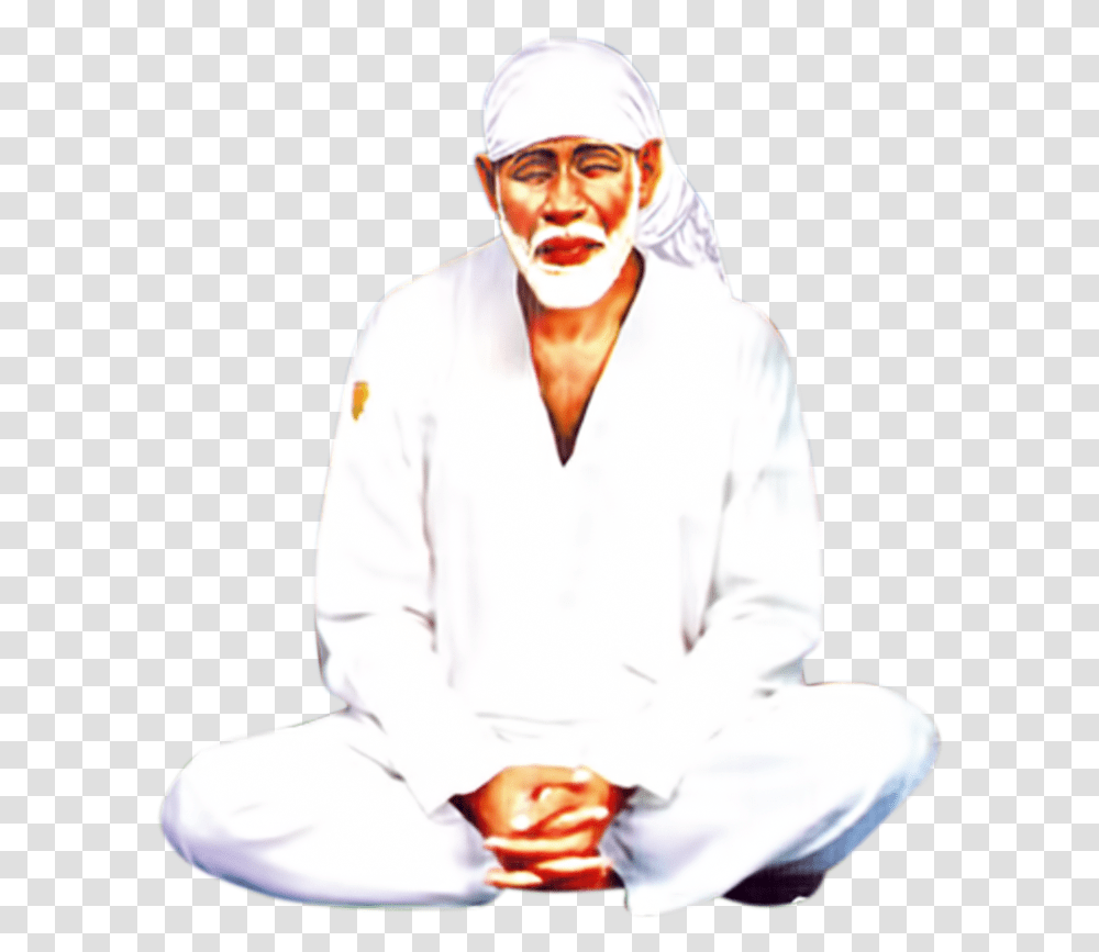 Lord Sai Baba Dyana Images Background Hd Image Sai Baba, Person, Sleeve, Hoodie Transparent Png
