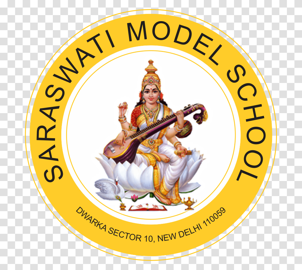 Lord Saraswati Logo Saraswati Logo Sarswati Maa Image, Person, Guitar, Leisure Activities Transparent Png