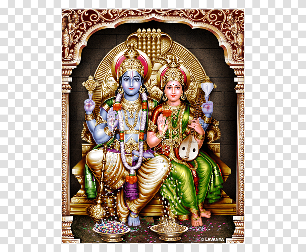 Lord Vishnu With Lakshmi, Architecture, Building, Person Transparent Png