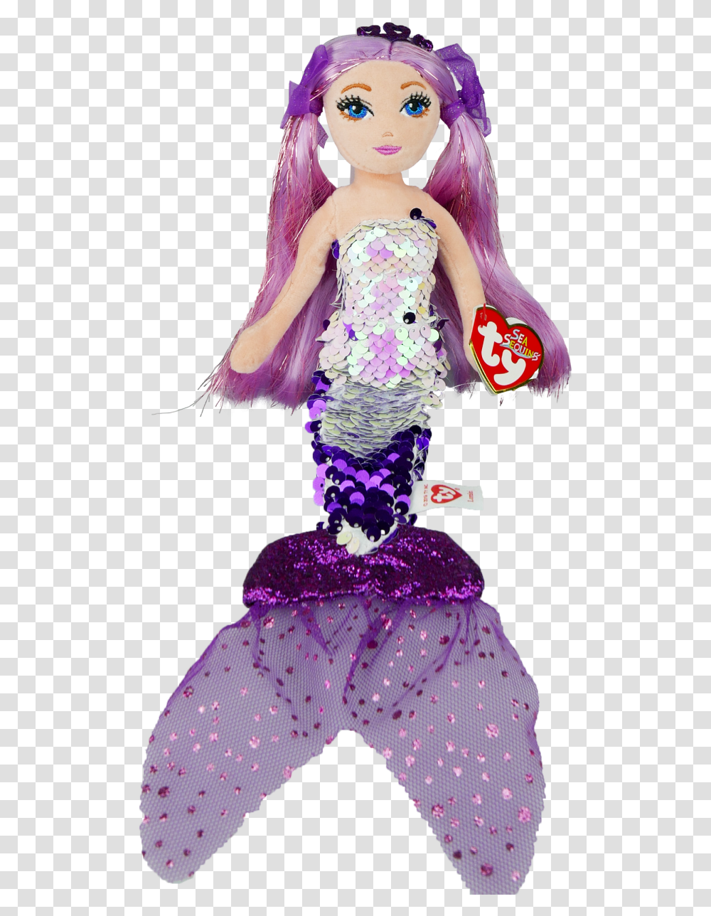 Lorelei The Purple Mermaid Regular Sea Sequins Ty Sea Sequins Mermaid Lorelei, Doll, Toy, Figurine, Costume Transparent Png