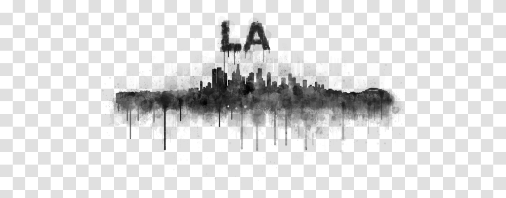 Los Angeles City Skyline Hq V5 Bw, Gray, World Of Warcraft Transparent Png