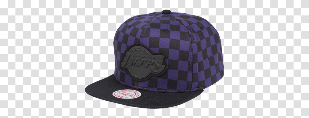Los Angeles Lakers Checkered Logo Snapback Cap Purpleblack For Baseball, Clothing, Apparel, Baseball Cap, Hat Transparent Png