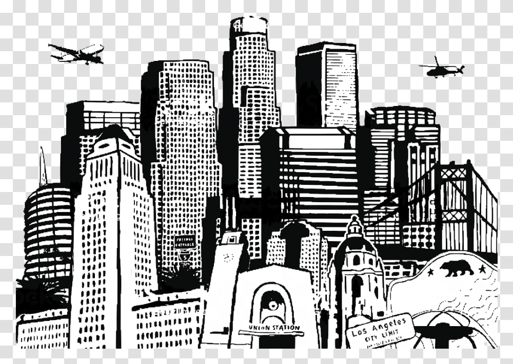 Losangeles La California City Silhouette Freetoedit Drawn Los Angeles, Metropolis, Urban, Building, Downtown Transparent Png