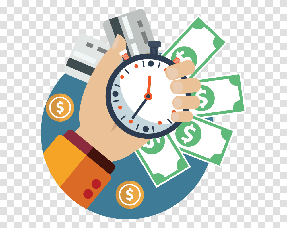 Losing Money Time Is Money Clipart, Analog Clock, Stopwatch, Wristwatch Transparent Png