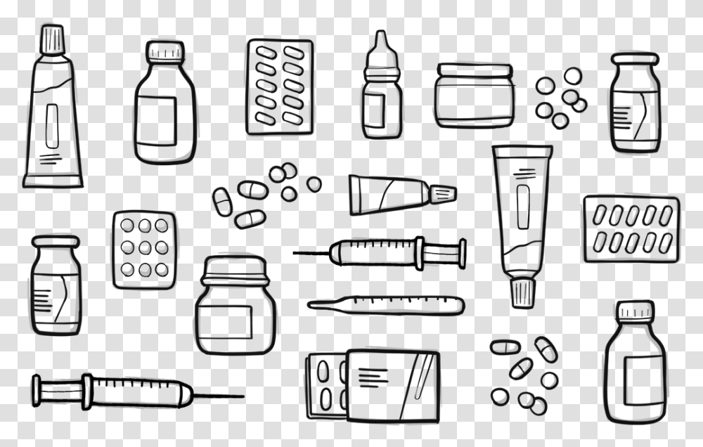 Lots Of Pills And Needles Plastic Bottle, Computer Keyboard, Computer Hardware, Electronics Transparent Png