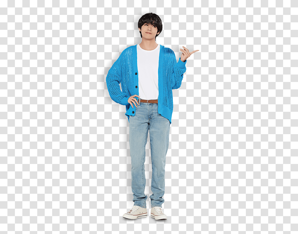 Lotte Duty Free Star Avenue Guide Mobile Standing, Clothing, Apparel, Sweater, Person Transparent Png