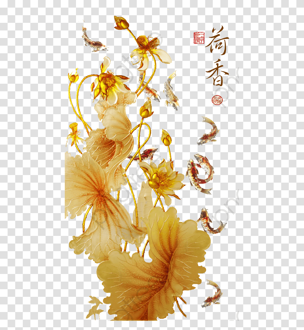 Lotus Clipart Gold, Floral Design, Pattern, Plant Transparent Png