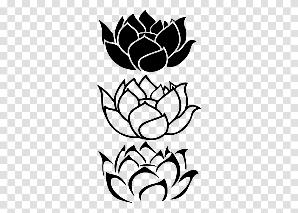 Lotus Design Black And White, Stencil Transparent Png