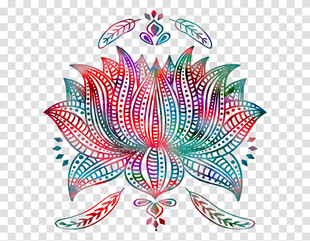 Lotus Feathers Boho Boho Watercolor, Pattern, Ornament, Fractal, Art Transparent Png