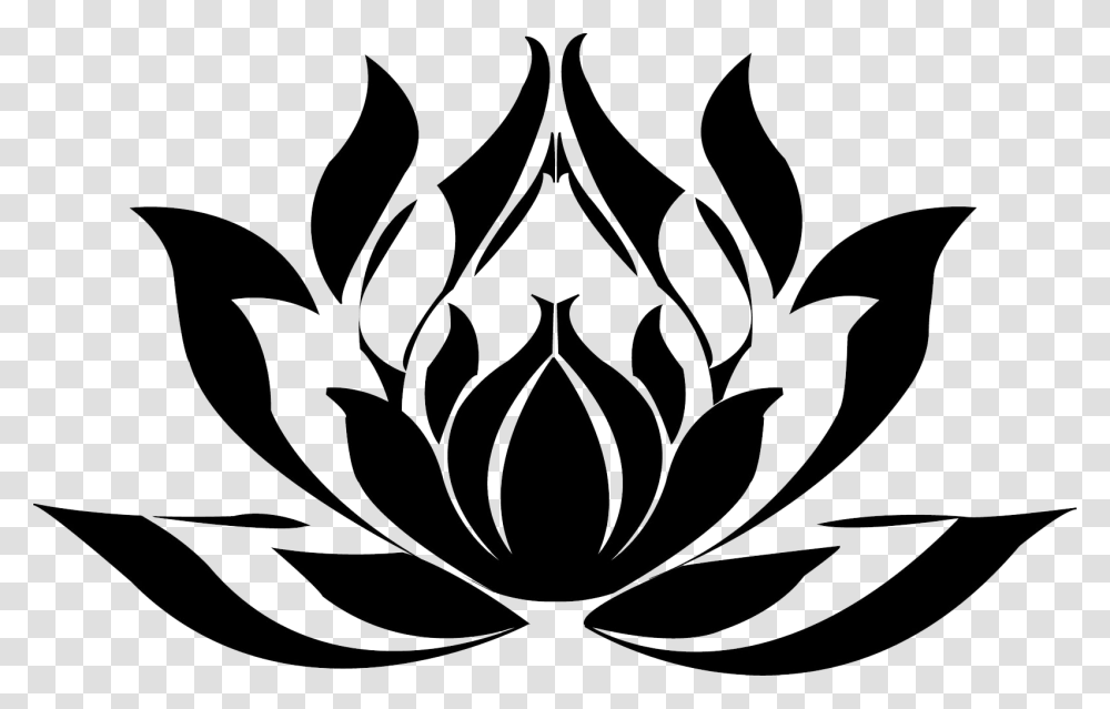 Lotus Lotus Flower Black And White Clipart, Stencil, Painting, Crown Transparent Png