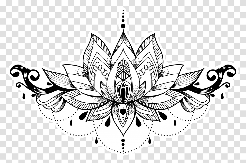 Lotus Tattoo 3 Image Lotus Flower Outline, Pattern, Lace, Art, Graphics Transparent Png